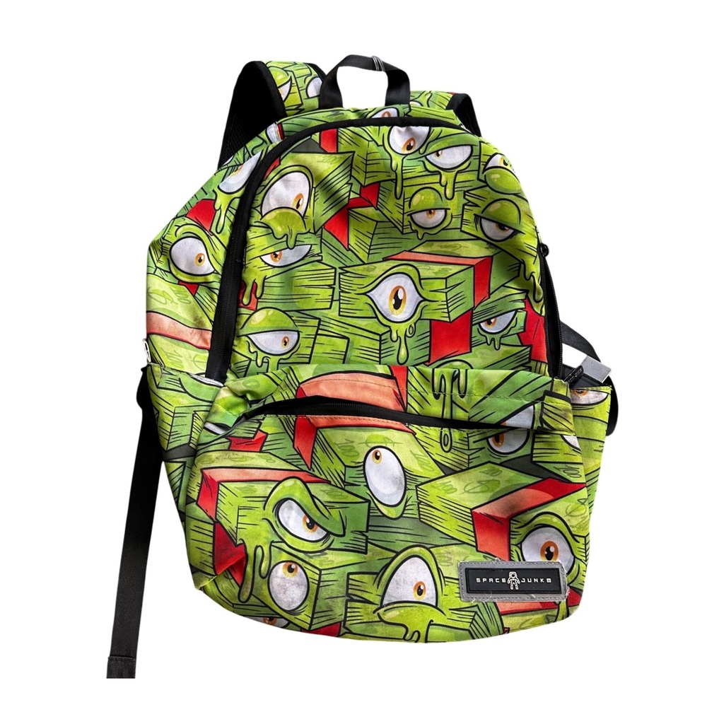 Space‎ Junk Green Money Eyes Slime Graphic Backpack Streetwear Bookbag
